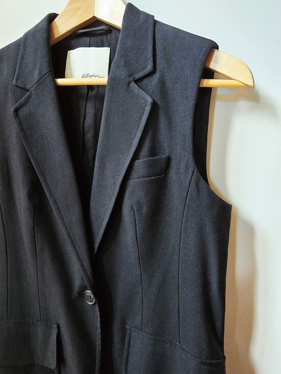 3.1 Phillip Lim Jackets & Blazers - Phillip Lim Black Wool Waistcoat with Pockets Fully Lined Size 4